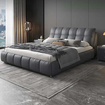 Современная прочная двуспальная кровать в простом стиле, мебель для дома размера 