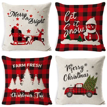 Винтажная рождественская коллекция, наволочка 40x40, льняная квадратная наволочка, декоративные подушки для диванных чехлов