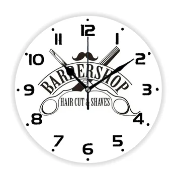 Минималистичные Черно-белые настенные часы с ножницами для парикмахерской для декора салона, современные большие настенные часы для парикмахерской, подарок парикмахеру