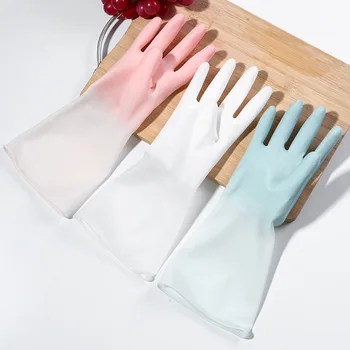 Градиентные водонепроницаемые латексные перчатки для женщин, тонкие перчатки для стирки, бытовой уборки, кухни, прочные перчатки для мытья посуды