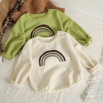 Толстовка для девочки 1, 2, 3, 4 лет, осенне-весенняя одежда, детский свитер с длинными рукавами и принтом, Милые детские топы, одежда