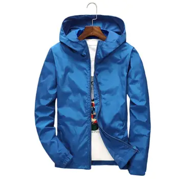 Новая мужская ветровка, весенне-осенняя походная куртка для путешествий на открытом воздухе, пальто на молнии с капюшоном, плащ большого размера, мужское пальто