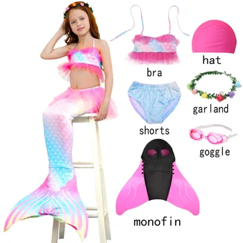 Купальник с хвостом Русалки для маленьких девочек, пляжный костюм Бикини, косплей, костюм для девочек, подарок для вечеринки у бассейна на день рождения