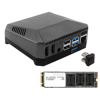 Для Raspberry Pi 4 Argon M.2 Алюминиевый корпус Адаптер SSD SATA к USB 3.0 Встроенный вентилятор охлаждения SSD-карты
