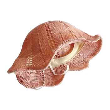 C5AA Милая детская шапочка с волнистыми полями, однотонная дышащая шапочка для подарка маленьким девочкам