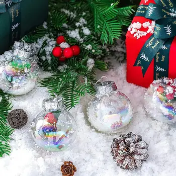 Легко подвешиваемые рождественские шары, Многоразовые елочные украшения, Прозрачные наполняемые шары для праздничных вечеринок, набор украшений.