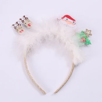 Обруч для волос в форме Рождественского Лося и Санты, Женская Новогодняя повязка на голову, макияж, украшения для волос