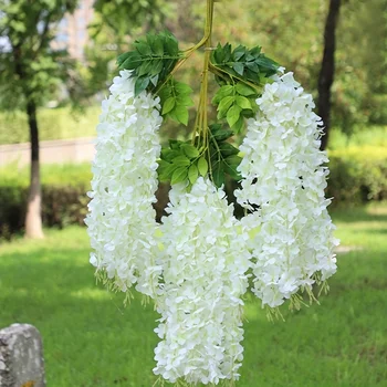 110 см Искусственный цветок глицинии для домашней вечеринки, Свадебное украшение на стену, Ротанговый шелковый цветок, свадебные принадлежности, Подвесная цветочная лоза
