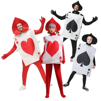 Костюм для косплея Унисекс на Хэллоуин для девочек и мальчиков, костюмы для игры в карты Spade A, костюмы для покера, одежда для выступлений для детей