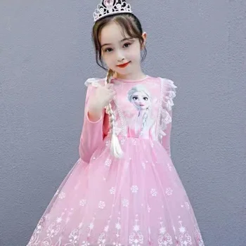Юбка принцессы Эльзы для девочек Disney, лед и снег, чудесная юбка Эльзы, нарядные подарки для вечеринки в честь дня рождения на Хэллоуин для девочек