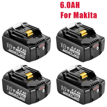 1ШТ 18V 6.0Ah Сменный Аккумулятор для Makita 18V Battery BL1830 BL1850 BL1840 BL1845 BL1815 BL1860 LXT-400 Беспроводной Электроинструмент