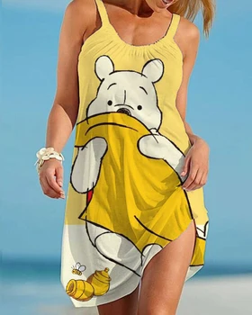 Disney Winnie the Pooh, сексуальное женское свободное пляжное платье, туника, бикини, купальник, пляжная одежда, купальники, пляжное платье, халат