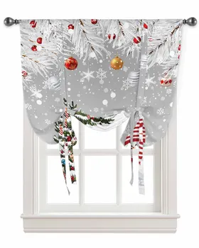 Рождественский снеговик, занавеска в виде снежинки для гостиной, римские шторы для кухни, кафе, короткие шторы