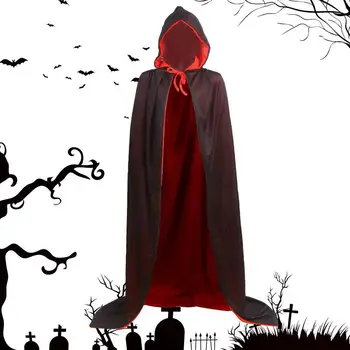 Накидка вампира с воротником Черно-красная Реверсивная накидка на Хэллоуин, маскарадный костюм Дракулы для взрослых