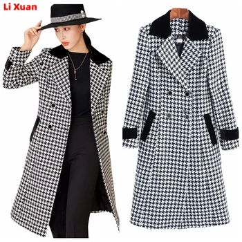 Зимне-осеннее клетчатое пальто для женщин с длинным рукавом, осенняя ветровка Sweet Girls, куртки, пальто, Корейский женский тренч