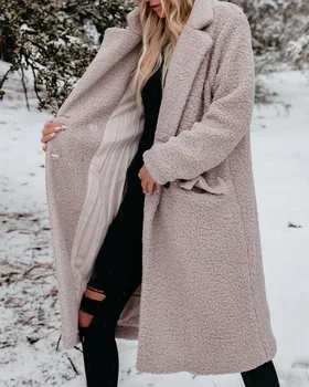2023 Женская одежда Теплое пальто с отворотом с длинным рукавом Осень-зима Новое