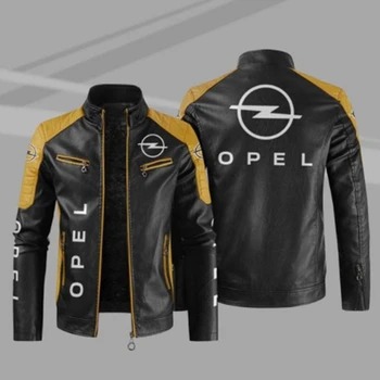 2023 Новая мужская зимняя куртка из искусственной кожи с логотипом opel, модная мотоциклетная куртка-бомбер на молнии с длинным рукавом, верхняя одежда, согревающая мужское пальто M