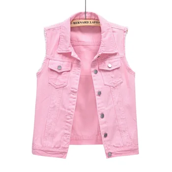 Модный повседневный винтажный розовый джинсовый жилет без рукавов Barbify, женская куртка, Весенняя уличная женская одежда