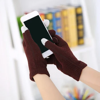 1 пара новых перчаток Magic Touch Screen для взрослых одного размера, осенне-зимние толстые перчатки, женские зимние теплые вязаные перчатки