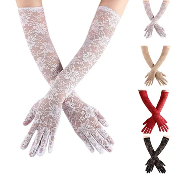 Эластичные кружевные хлопушки, перчатки с цветочным рисунком для взрослых, перчатки, кружевная вечеринка в стиле Оперы для свадьбы 1920-х годов, перчатки, варежки