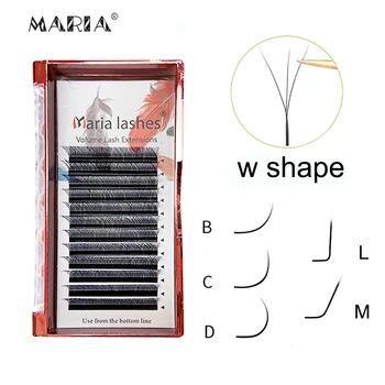 MARIA 3D W-Образные принадлежности для наращивания мягких ресниц, 0,07 коричневых Ресниц Оптом, Натуральный макияж, Easy Fan Y Clusters, Частная торговая марка