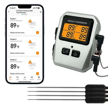 Термометр для мяса Tuya 100 м Кухонный инструмент для приготовления пищи, Духовка, Гриль, Стейк для барбекю, Bluetooth Измеритель температуры, Принадлежности для барбекю, Зонд