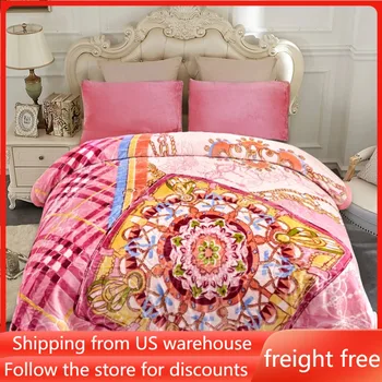 Флисовое одеяло для кровати King Size, теплое зимнее одеяло, розовые одеяла и покрывала для дивана с цветочным рисунком, 6 фунтов, бесплатная доставка, покрывало для дома