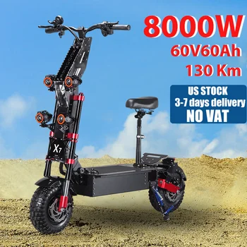 Электрический скутер для взрослых с сиденьем Максимальная скорость 90 км / ч 14-дюймовая внедорожная шина Мощностью 8000 Вт Максимальный запас хода 140 км В сложенном виде