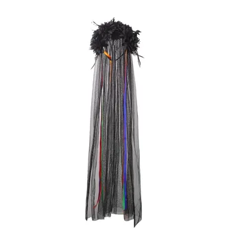 Xingqing Повязка на Голову на Хэллоуин Женская в стиле панк, готика, Ведьмин Цветок, Корона, перо, тюль, обруч для волос, аксессуары для волос, Шиньон