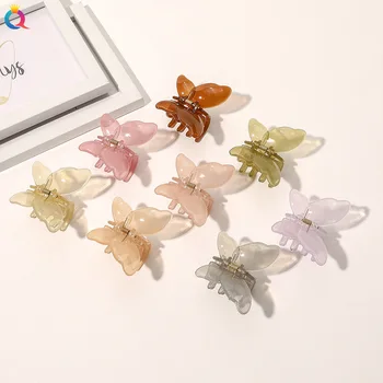 Корейская женская прозрачная застежка-бабочка 3D желейного цвета, Элегантная темпераментная заколка для волос, Модные аксессуары для волос для девочек
