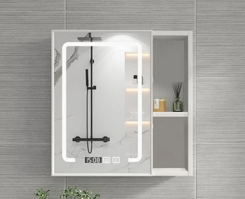 Компактный алюминиевый умный зеркальный шкаф, настенный шкаф для хранения зеркал в ванной комнате, встроенная полка