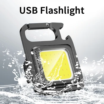 Многофункциональный Легкий Мини-светодиодный фонарик-брелок, Сильный свет, Портативный фонарик, USB Перезаряжаемый Рабочий фонарь, фонарь для кемпинга