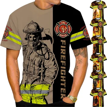 Новая футболка с 3D-печатью Firefighter Firemen Hero, модная крутая футболка с круглым вырезом и коротким рукавом для мужчин и женщин, повседневные футболки