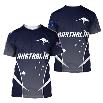 Мужская футболка с графическим 3D-принтом флага Австралии, топы с круглым вырезом, летняя мода 2023, футболка с короткими рукавами, пуловер Оверсайз для мужской одежды