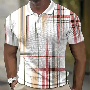 Летняя мужская рубашка поло в полоску 2023 года, повседневные деловые топы на пуговицах, модная рубашка поло большого размера для мужской одежды