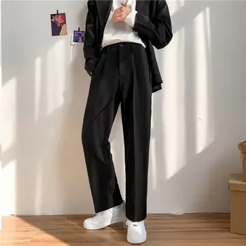 Мужские повседневные брюки, костюм на молнии, брюки, Harajuku, простой универсальный Корейский стиль, плюс размер 5XL, Мешковатые эластичные мужские модельные брюки
