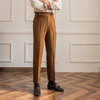 2023 Мужские весенние костюмные брюки с высокой талией, высококачественные прямые деловые осенние вечерние брюки, классические брюки большого размера P27