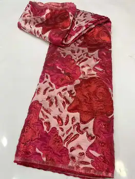 НОВЫЙ Высококачественный Африканский Нигерийский Тюль Кружевная Ткань Органза Вышивка Гипюр Вечернее Платье Платье Парча Жаккард Французский 5 Ярдов