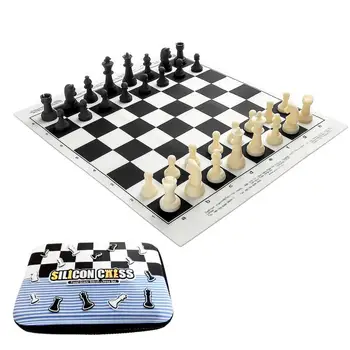 Международный шахматный набор, силиконовая шахматная доска, настольная игра для детей, портативные турнирные шахматы для пищевых продуктов, настольные игры, подарок ребенку