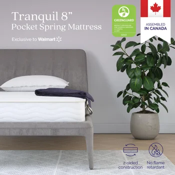 Фирменный матрас Sleep Tranquil 8 дюймов с 2-сторонним карманным пружинным матрасом, матрас для спальни с двумя односпальными кроватями