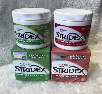 Stridex для одношагового контроля акне, не содержит алкоголя, 55 мягких сенсорных панелей