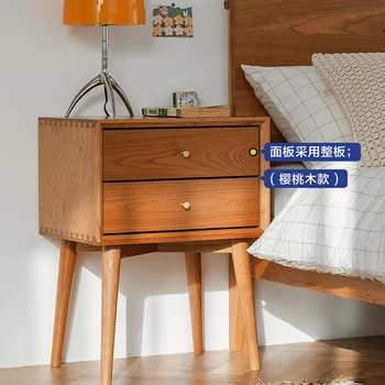 Прикроватная тумбочка из массива дерева в японском минималистичном стиле вишневого дерева для спальни