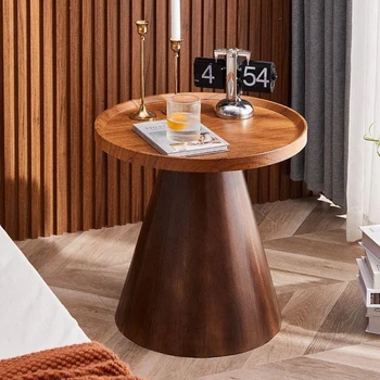 Роскошная современная прикроватная тумбочка Простые круглые тумбочки для спальни, гостиной из массива дерева, журнального столика, корпусной мебели