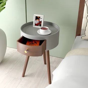 Прикроватная тумбочка в спальне в скандинавском стиле на 3 ножки, Легкая Роскошная Простая Маленькая Круглая тумбочка, Шкафчики для кофе