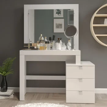 Современный туалетный столик, белая отделка, для спальни, современная простота, изысканный вид небольшого шкафа для хранения, встроенный столик для макияжа