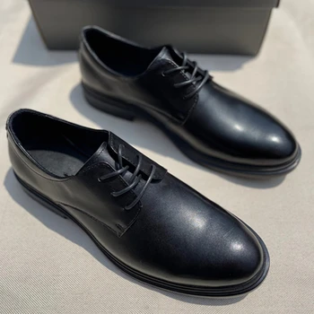 Elmsk, британская модная мужская деловая кожаная обувь на шнуровке, удобная дышащая повседневная мужская обувь