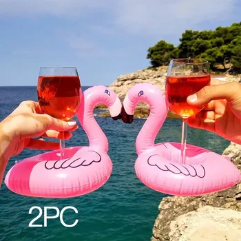 Надувной подстаканник Flamingo 2шт. Держатель для напитков Flamingo, поплавок для бассейна, игрушка для купания, украшение вечеринки, подставки для бара