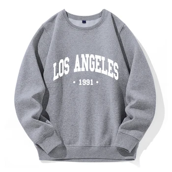 Толстовки с надписью Los Angels 1991, США, с надписью City, мужские Свободные негабаритные Теплые толстовки, повседневная Базовая повседневная спортивная уличная одежда с капюшоном