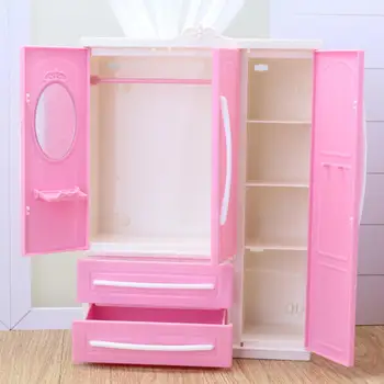 Розовый Шкаф Для Хранения Кукол, Украшения Для Игрового Домика