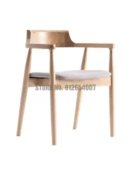 Обеденный стул из цельного дерева, Простой домашний современный деревянный стул для отдыха, магазин чая с молоком, кафе, Дизайнерский письменный стул
